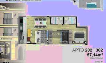 Imagem 2: Apartamento com 2 dormitórios à venda, 58 m² por R$ 335.000,00 - Saguaçu - Joinville/SC