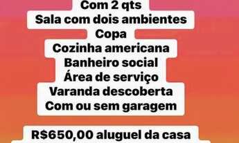 Imagem: Alugo casa c ou sem garagem R$650,00 (R$100,00