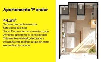 Imagem: Surfland - cota de apartamento frente piscina