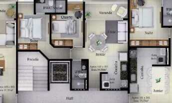 Imagem 4: Apartamento Térreo nos Bancários com área privativa e 02 quartos, sendo 01 suíte