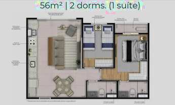 Imagem 3: Lançamento Apartamento Venda 2Dormts 1Suíte 56,74m² 1Vaga - Ipiranga - São Paulo