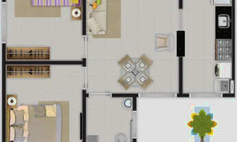 Imagem 2: Apartamento com 2 quartos// No Turu// Área útil de 44m²//