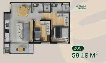 Imagem 3: Apartamento para venda com 58 metros quadrados com 2 quartos em Capão Raso - Curitiba - PR