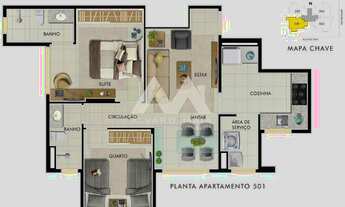 Imagem 2: Apartamento com 2 Quarto com 1 suíte à Venda, 61 m² a partir de R$ 698.000,00
