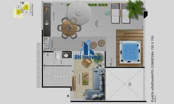 Imagem 5: Apartamento Alto Padrão de 2 quartos com suíte e lazer no bairro Castelo - Belo Horizonte