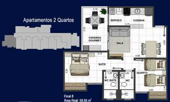 Imagem 2: 2 quartos com 59,95m² no São Mateus a 300m do Shopping Independência