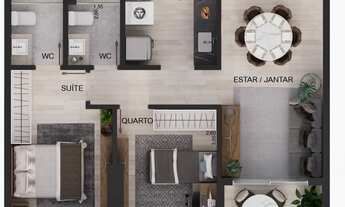 Imagem 6: Apartamento dois quartos sendo uma suite