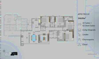 Imagem 4: Maison Selenitá Residence - Apartamento á venda 2ª Quadra Mar com 02 Suítes + 02 Demi suít