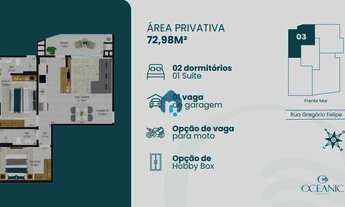 Imagem 4: Apartamento Alto Padrão com 2 Dormitórios, sendo 1 suíte, 1 Banheiro, Barreiros, São José