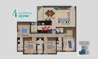 Imagem 2: Apartamento com quatro quartos, duas suítes e duas vagas de garagem no bairro Palmares - B