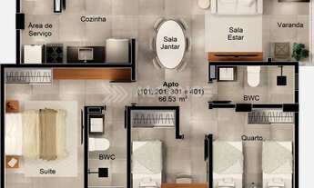 Imagem 3: Apto - 2 Quartos - 1 Suíte - 66,53 m² - Intermares, Cabedelo/PB