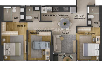 Imagem: Apto Alto Padrão - 3 Quartos - 2 Suítes