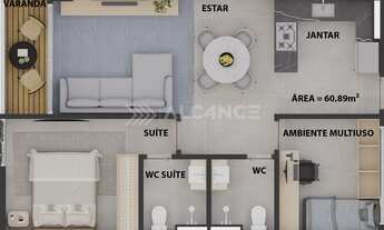 Imagem 6: Apto - 2 Quartos - 1 Suíte - 60,89 m² - Cabo Branco, João Pessoa/PB