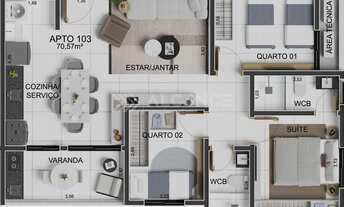 Imagem 5: Apto - 3 Quartos - 1 Suíte - 52,14 m² - Intermares, Cabedelo/PB