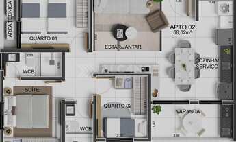 Imagem 4: Apto - 3 Quartos - 1 Suíte - 52,14 m² - Intermares, Cabedelo/PB