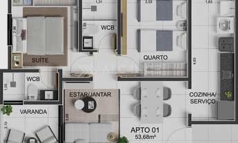 Imagem 3: Apto - 3 Quartos - 1 Suíte - 52,14 m² - Intermares, Cabedelo/PB