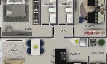 Imagem 2: Apartamento 2 Quartos com Suíte à Venda no Laranjeiras – 63m² – Patos de Minas