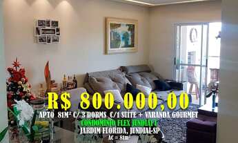 Imagem 1: Apto 81m² c/ 3 Dorms c/ 1 Suíte + Varanda Gourmet Loc: Condomínio Flex I Jundiaí