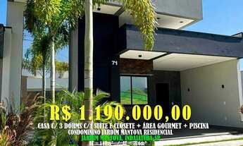 Imagem 1: Casa 144m² c/ 3 Dorms c/ 1 Suite e Closet, Área Gourmet + Piscina