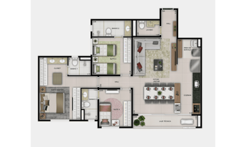 Imagem 3: Apartamento 2 e 3 suites na T 29 Bueno