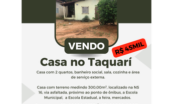 Imagem: Vendo Casa no Taquarí - Lote com 300m²