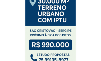 Imagem: TERRENO URBANO  30.000 m²  SÃO CRISTÓVÃO/SE