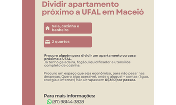 Imagem: Apartamento para dividir próximo a UFAL