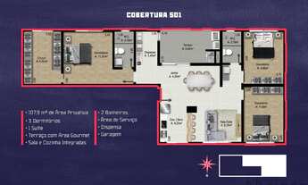 Imagem 6: Apartamento com 03 dormitórios, com closet e suíte, terraço, churrasqueira e ga