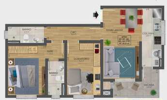 Imagem 3: Apartamento à Venda - Bairro Camobi-2 dormitório (1suíte)- 1 vaga de garagem