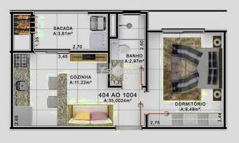 Imagem 7: Excelente apartamento de 1 dormitório no Centro