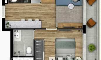 Imagem 5: Apartamento à venda em Perdizes com 35 m², 1 quarto, 1 suíte, 1 vaga