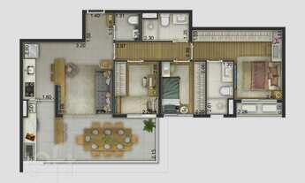 Imagem 4: Apartamento à venda em Santo Amaro com 83 m², 3 quartos, 1 suíte, 1 vaga