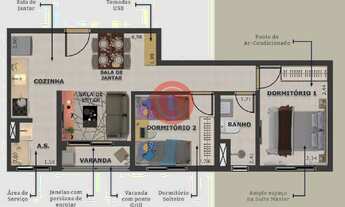Imagem 2: Apartamento de 47m2 à venda na Vila Palmares, Santo André-SP: 2 quartos, 2 salas, 1 banhei