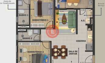 Imagem 7: Apartamento de 47m2 à venda na Vila Palmares, Santo André-SP: 2 quartos, 2 salas, 1 banhei