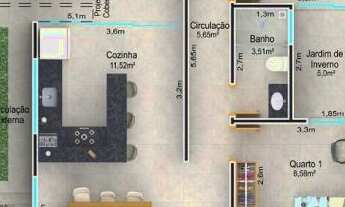 Imagem 6: Casa à Venda com 3 quartos, sendo uma suíte com closet, Cozinha com Área Gourmet Integrada