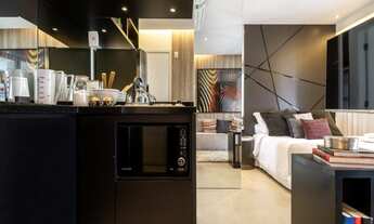 Imagem 4: Studio possui 36 metros quadrados com 1 dormitório, cozinha, área de serviço e 2 vagas de