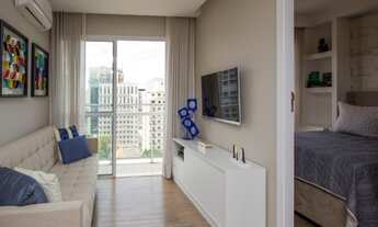 Imagem 2: Apartamento com 54 metros quadrados mobiliado, 1 suíte com armário, sala com varanda, cozi