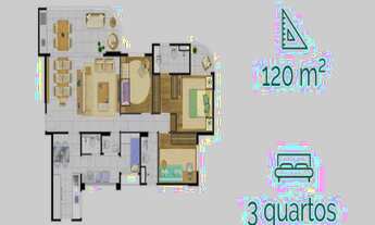 Imagem 2: O apartamento possui 120 metros quadrados com 3 dormitórios 1 suíte