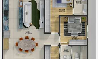 Imagem 5: Apto em Construção em Itajaí, com 121m² área privativa com 3 dormitórios sendo 1 suíte, 2