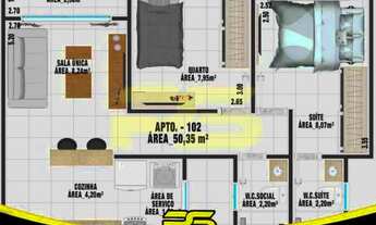 Imagem 6: ÚLTIMOS APARTAMENTOS, NOVO, 02QUARTOS, SUÍTE, TÉRREO COM ÁREA EXTRRNA, 54,95M² POR APENAS