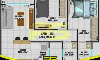 Imagem 5: últimos apartamentos, novo, 02quartos, suíte, térreo com área extrrna, 54,95m² por apenas