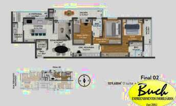 Imagem 6: Apartamento com 126,14 m² privativos, no bairro América, joinville,SC, com 1 suíte + Demi