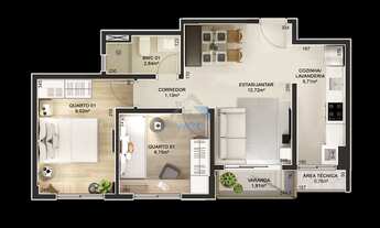 Imagem 6: Place Ecoville - Apartamento com 2 quartos com suíte à venda, na rua Monsenhor Ivo Zanlore