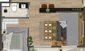 Imagem 7: 1 dormitório, 1 banheiros, 39M² de Área Construída