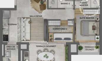 Imagem 4: 2 dormitórios, 1 suítes, 2 banheiro, 1 vaga na garagem, 66M² de Área Construída