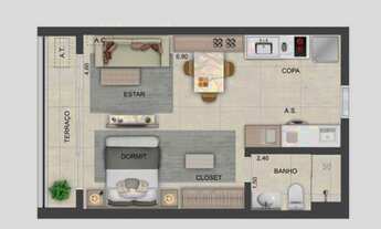 Imagem 6: 1 dormitório, 1 banheiros, 40M² de Área Construída