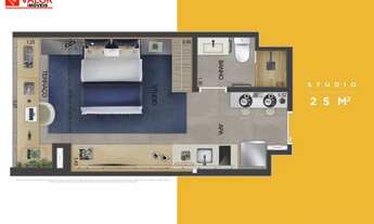 Imagem 3: Apartamento studio com 1 Quarto e 1 banheiro à Venda, 25 m² AO LADO DO METRO LINHA AMAREL
