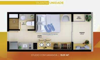 Imagem 6: Lançamento House Jardim dos Namorados tipo Studio com varanda 19,91m2 na Pituba
