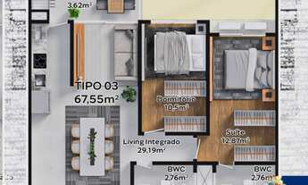 Imagem 6: LUMINARES RESIDENCE - APARTRAMENTO 02 DORMITÓRIOS, SENDO 01 SUÍTE - ÁREA PRIVATIVA 67M²