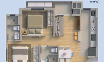 Imagem 2: APARTAMENTO NA PLANTA COM SUÍTE | 01 SUÍTE + 01 DORMITÓRIO | COSTA E SILVA